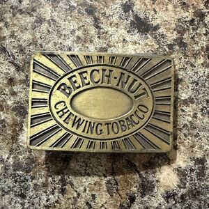 Vintage Beech-Nut Chewing Tobacco Belt Buckle Brass Tone LDL Sunburst Design